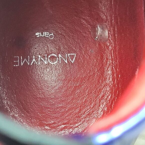 Anonyme Paris Men's Size 10 High Top Sneaker In Blue Gold & Red Patent Leather - Picture 9 of 10